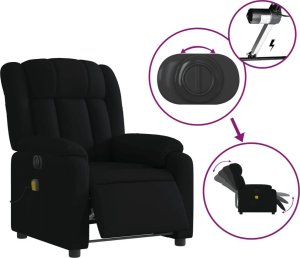 vidaXL Rozkładany fotel masujący, elektryczny, czarny, tkanina 6
