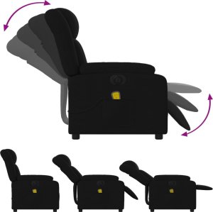 vidaXL Rozkładany fotel masujący, elektryczny, czarny, tkanina 7