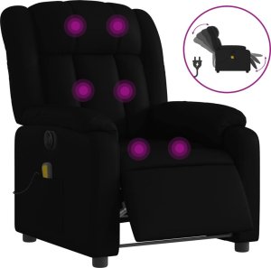 vidaXL Rozkładany fotel masujący, elektryczny, czarny, sztuczna skóra 2