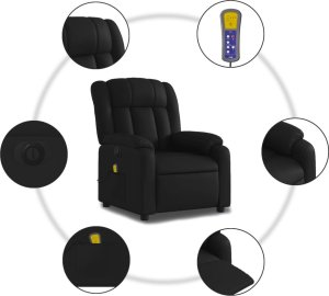 vidaXL Rozkładany fotel masujący, elektryczny, czarny, sztuczna skóra 8