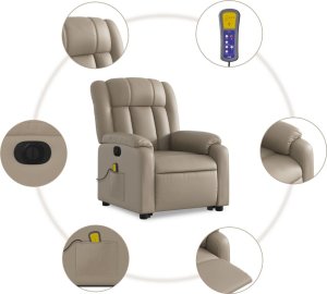 vidaXL Rozkładany fotel pionizujący z masażem, elektryczny, cappuccino 8