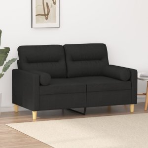 vidaXL 2-osobowa sofa z poduszkami, czarna, 120 cm, tkanina 1