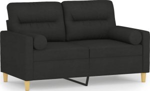 vidaXL 2-osobowa sofa z poduszkami, czarna, 120 cm, tkanina 2