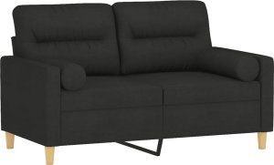 vidaXL 2-osobowa sofa z poduszkami, czarna, 120 cm, tkanina 3