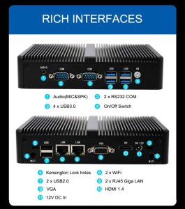 Komputer Eglobal Bezwentylatorowy mini PC M3 Intel J4125, HDMI, VGA, 2xCOM, 2xLAN, WiFi, BT, SIM 15