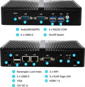 Komputer Eglobal Bezwentylatorowy mini PC M3 Intel J4125, HDMI, VGA, 2xCOM, 2xLAN, WiFi, BT, SIM 4