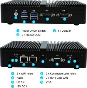 Komputer Eglobal Przemysłowy bezwentylatorowy mini PC M3 Intel Celeron 2955U 1.4GHz, 2xLAN, 2xCOM, HDMI, VGA 5