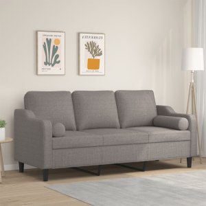 vidaXL 3-osobowa sofa z poduszkami, kolor taupe, 180 cm, tkanina 1