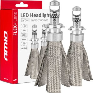 AMiO Żarówki samochodowe led seria flex+ h7 h18 soczewka 12v 24v 6000k canbus amio-03660 1