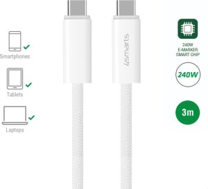 Kabel USB 4smarts USB-C - USB-C 3 m Biały (540960) 1