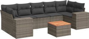 vidaXL 8-cz. zestaw mebli ogrodowych z poduszkami, szary, polirattan 2