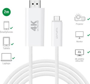 Kabel USB 4smarts USB-C - HDMI 2 m Biały (540957) 1