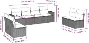 vidaXL 8-cz. zestaw wypoczynkowy do ogrodu, z poduszkami, czarny 3
