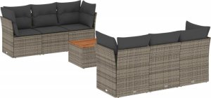 vidaXL 7-cz. zestaw wypoczynkowy do ogrodu, z poduszkami, szary 2