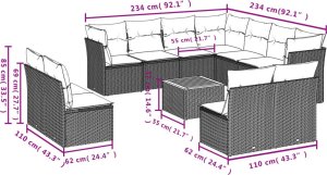 vidaXL 12-cz. zestaw mebli do ogrodu, z poduszkami, czarny, polirattan 3