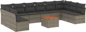 vidaXL 11-cz. zestaw mebli ogrodowych z poduszkami, szary rattan PE 2