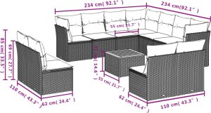 vidaXL 12-cz. zestaw mebli do ogrodu, z poduszkami, czarny, polirattan 3
