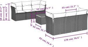 vidaXL 7-cz. zestaw wypoczynkowy do ogrodu, z poduszkami, czarny 3