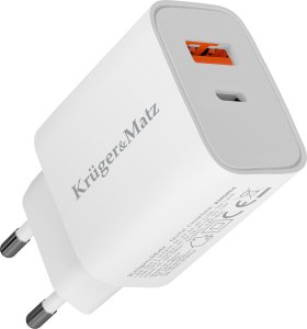 Ładowarka Kruger&Matz Ładowarka sieciowa Kruger&amp;Matz GaN dual USB z funkcją Power Delivery i Quick Charge 5