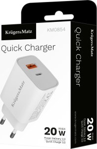Ładowarka Kruger&Matz Ładowarka sieciowa Kruger&amp;Matz GaN dual USB z funkcją Power Delivery i Quick Charge 7