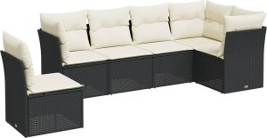 vidaXL 6-cz. zestaw mebli ogrodowych z poduszkami, czarny polirattan 2