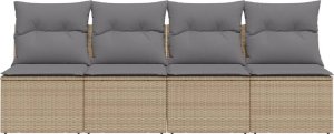 vidaXL Sofa ogrodowa z poduszkami, 4-osobowa, beż, polirattan 4