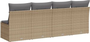vidaXL Sofa ogrodowa z poduszkami, 4-osobowa, beż, polirattan 6