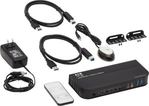 Przełącznik Eaton Eaton Tripp Lite series DisplayPort USB KVM Switch 2-Port 4K 60Hz HDR DP 1.4 USB Cables - KVM-/Audio-/USB-Switch - 2 x KVM/Audio/USB - 1 lokaler Benutzer - Desktop 10