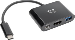 HUB USB Eaton Eaton Tripp Lite Series USB C to HDMI Adapter w/USB-A Hub and PD Charging - USB 3.1, Thunderbolt 3 Compatible, 4K x 2K @ 30 Hz, Black USB Type C, USB-C - Dockingstation - USB-C 3.1 / Thunderbolt 3 - HDMI 1