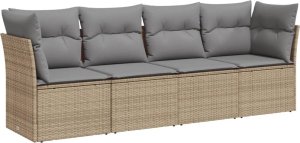 vidaXL 4-cz. zestaw mebli ogrodowych z poduszkami, beżowy, polirattan 2