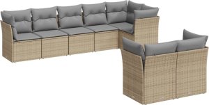 vidaXL 8-cz. zestaw mebli ogrodowych z poduszkami, beżowy, polirattan 2