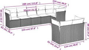 vidaXL 8-cz. zestaw wypoczynkowy do ogrodu, z poduszkami, czarny 3