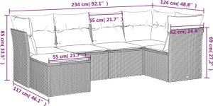 vidaXL 6-cz. zestaw mebli ogrodowych z poduszkami, szary, polirattan 3