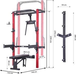 HMS Wielofunkcyjna klatka treningowa składana HMS KLT22 czerwona 11