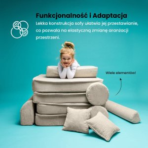 MeowBaby Aesthetic Sztruksowa sofa dziecięca Prem 2