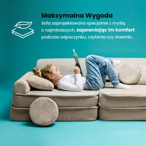 MeowBaby Aesthetic Sztruksowa sofa dziecięca Prem 3