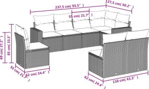 vidaXL 8-cz. zestaw wypoczynkowy do ogrodu, z poduszkami, czarny 3
