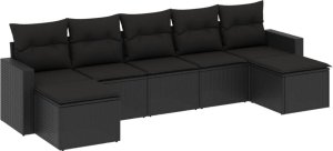 vidaXL 7-cz. zestaw wypoczynkowy do ogrodu, z poduszkami, czarny 2