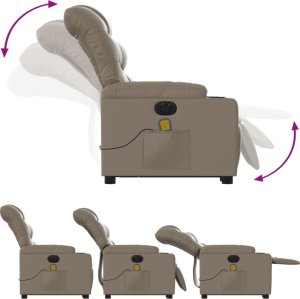 vidaXL Rozkładany fotel pionizujący z masażem, elektryczny, cappuccino 12