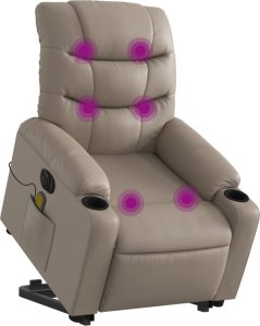 vidaXL Rozkładany fotel pionizujący z masażem, elektryczny, cappuccino 3
