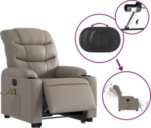 vidaXL Rozkładany fotel pionizujący z masażem, elektryczny, cappuccino 6