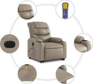 vidaXL Rozkładany fotel pionizujący z masażem, elektryczny, cappuccino 8