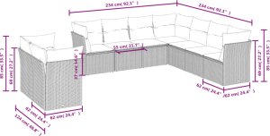 vidaXL 9-cz. zestaw wypoczynkowy do ogrodu, z poduszkami, czarny 3