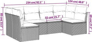 vidaXL 6-cz. zestaw mebli ogrodowych z poduszkami, czarny polirattan 3