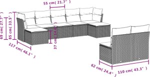 vidaXL 9-cz. zestaw mebli ogrodowych z poduszkami, beżowy, polirattan 3