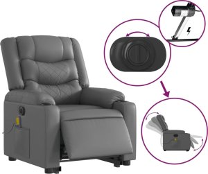 vidaXL Rozkładany fotel pionizujący z masażem, elektryczny, szary 6