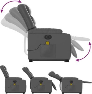 vidaXL Rozkładany fotel pionizujący z masażem, elektryczny, szary 7
