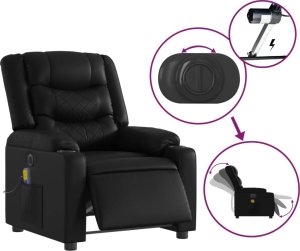 vidaXL Rozkładany fotel masujący, elektryczny, czarny, sztuczna skóra 6