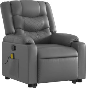 vidaXL Podnoszony fotel masujący, rozkładany, szary, ekoskóra 4