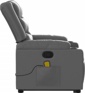 vidaXL Podnoszony fotel masujący, rozkładany, szary, ekoskóra 10